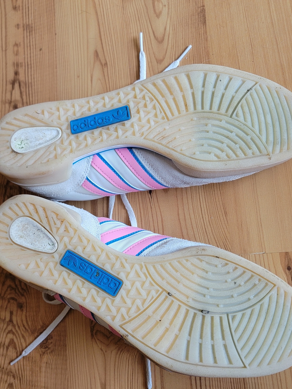 adidas Women's White Sneakers with Pink & Blue Stripes - Picture 6 of 9